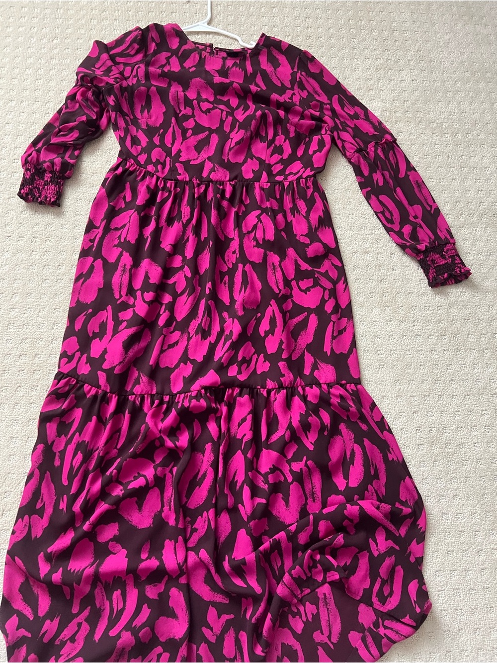Who What Wear Pink and Brown Long Sleeve Printed Dress
